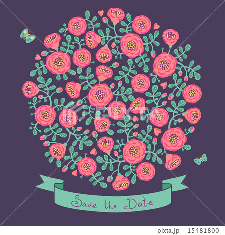 Save The Date Invitation with Floral Bouquet 15481800