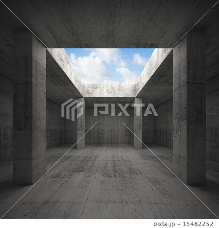 3d illustration, dark concrete room interior 3d illustration, dark concrete room interior 15482252