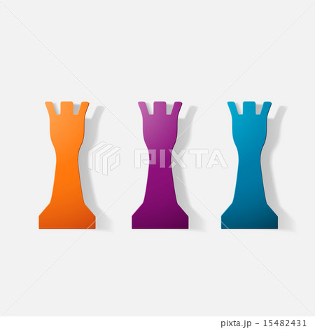Paper clipped sticker: a chess piece, rook Paper clipped sticker: a chess piece, rook 15482431