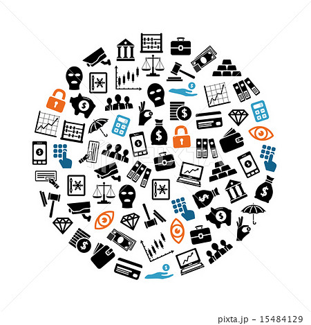 bank and finance icons in circle 15484129