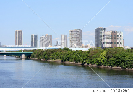 東雲運河と東雲の街並み 15485064