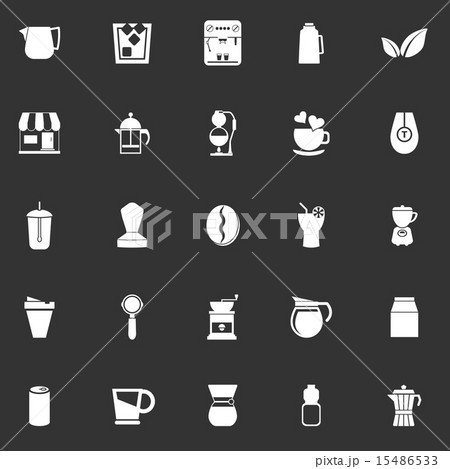 Coffee and tea icons on gray background 15486533