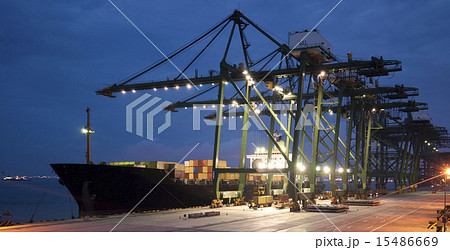 container operation in port with cranes Singapore container operation in port with cranes Singapore 15486669