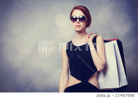 Style redhead girl with shopping bags Style redhead girl with shopping bags 15487006