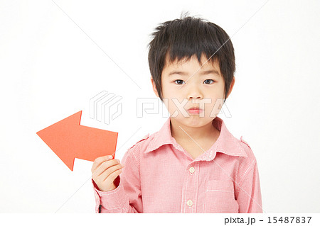 矢印で指す不機嫌な男の子 15487837