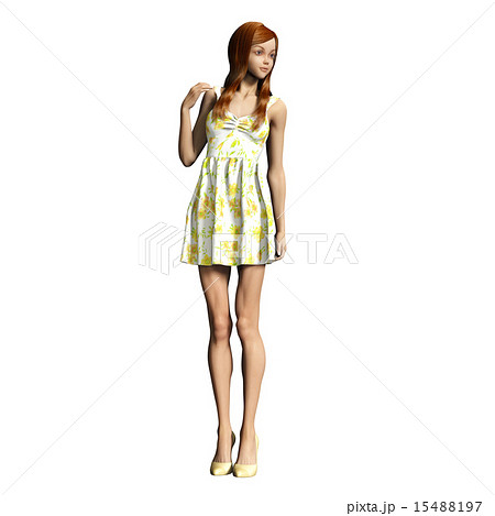 ポーズする モデル体型の女性 Perming 3dcg イラスト素材のイラスト素材