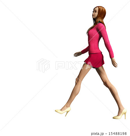 歩くモデル体型の女性 Perming 3dcg イラスト素材のイラスト素材