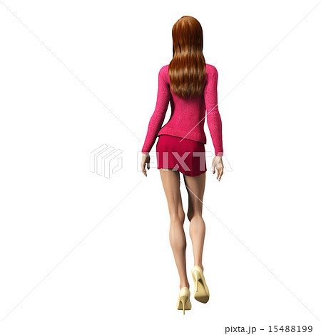 歩くモデル体型の女性 後ろ姿 Perming 3dcg イラスト素材のイラスト