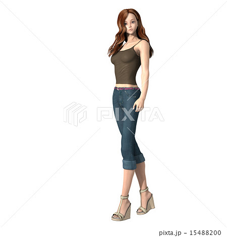ポーズする モデル体型の女性 Perming 3dcg イラスト素材のイラスト素材