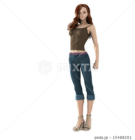 ポーズする モデル体型の女性 Perming 3dcg イラスト素材のイラスト素材