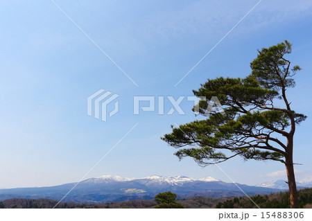 安達太良山地遠望～二本松城本丸西櫓台から 15488306