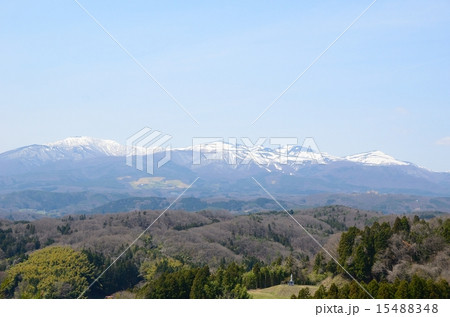 安達太良山系遠望～二本松城本丸天守台から 15488348