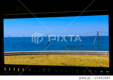 宇土　住吉海岸公園から眺める海床路 15491894