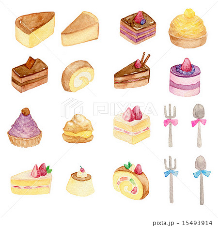 ケーキセットのイラスト素材