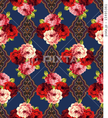 バラと小紋のパターン 15495361