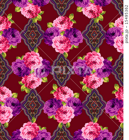 バラと小紋のパターン バラと小紋のパターン 15495362