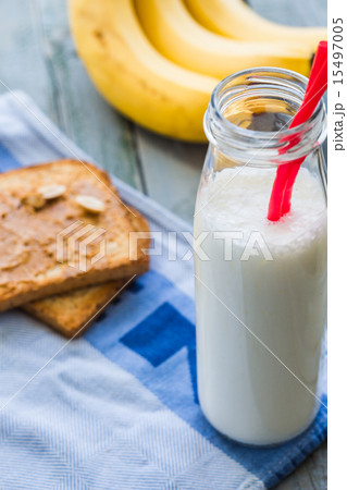banana smoothie, toast with peanut butter, peanuts banana smoothie, toast with peanut butter, peanuts 15497005
