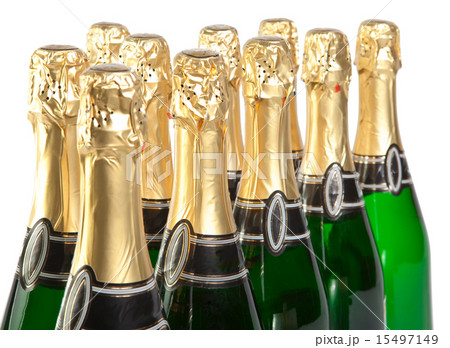 Sparkling wine bottles on a white background 15497149