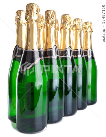 Sparkling wine bottles on a white background 15497150