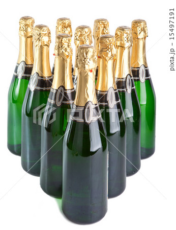 Sparkling wine bottles on a white background Sparkling wine bottles on a white background 15497191