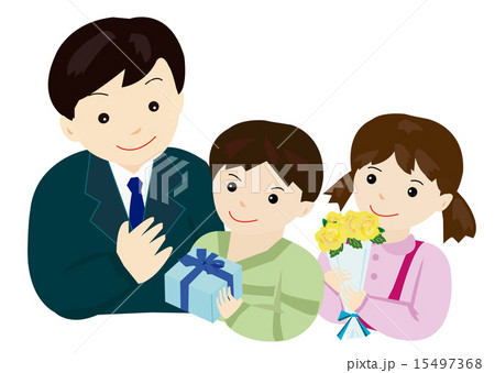 父の日／お父さんと男の子と女の子 15497368