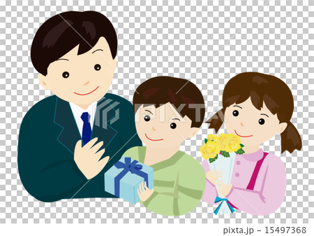 父の日／お父さんと男の子と女の子 15497368