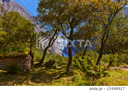 Old house near Briksdal glacier - Norway 15498927