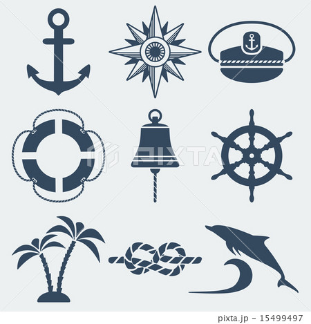 nautical marine icons set 15499497
