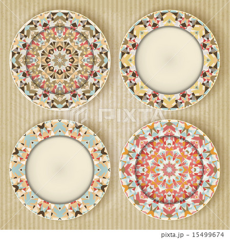 Plates with kaleidoscope pattern set Plates with kaleidoscope pattern set 15499674