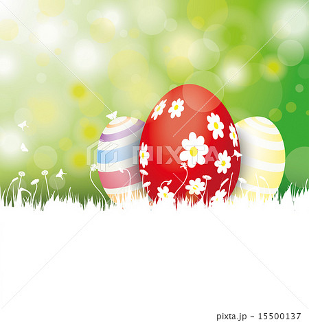 Easter Card 3 Eggs White Grass 15500137