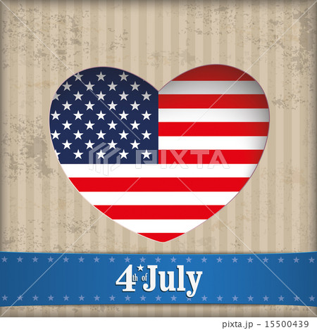 Vintage Heart Hole 4 July US Flag Banner 15500439