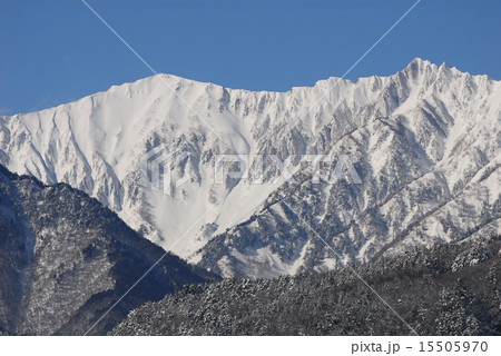 赤沢岳（左）鳴沢岳（右）56：長野県北アルプス山麓大町市から 15505970