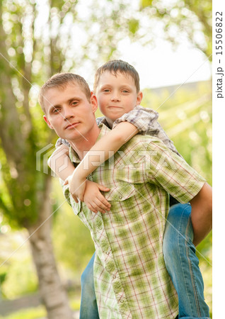 Father and boy in nature summer 15506822