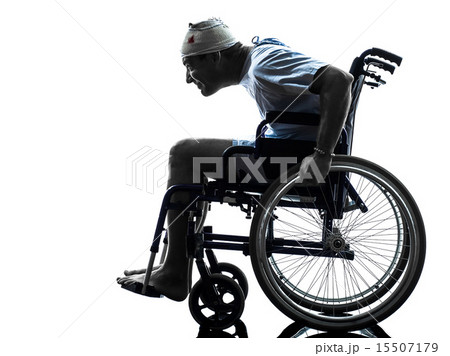 funny careless injured man in wheelchair silhouette funny careless injured man in wheelchair silhouette 15507179
