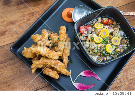 Fried fish with chili mix soup Fried fish with chili mix soup 15509541