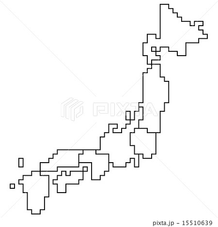 地域区分別日本ドット地図 線画 のイラスト素材 15510639 Pixta