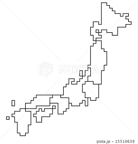 地域区分別日本ドット地図 線画 のイラスト素材