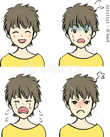 表情バリエーション／喜怒哀驚（ショートカット） 15513330