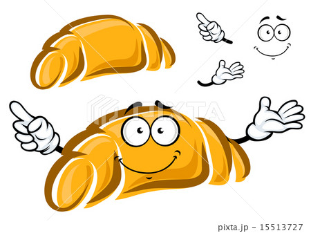 Happy freshly baked cartoon croissant charactr Happy freshly baked cartoon croissant charactr 15513727