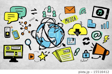 Global Media Technology Network Worldwide Concept 15516412