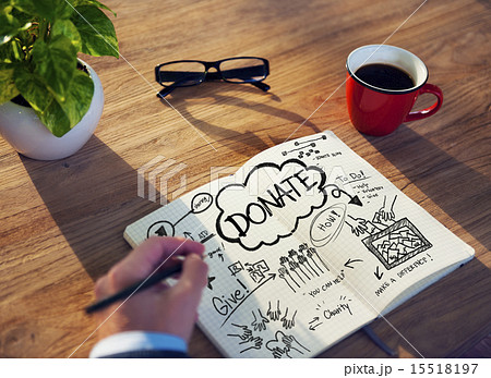Working Notepad Give Help Donate Volunteer Charity Concept 15518197