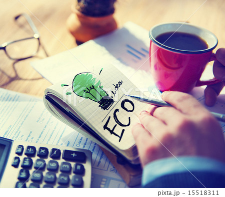 Businessman Notepad Word Eco Concept Businessman Notepad Word Eco Concept 15518311