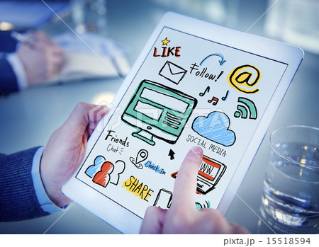 Working Digital Tablet Global Comunications Social Media Concept Working Digital Tablet Global Comunications Social Media Concept 15518594