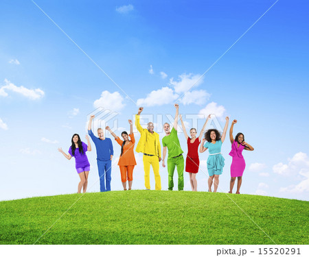 Diverse Group Of People Success Winning Celebration Cheerful 15520291