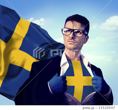 Businessman Superhero Country Sweden Flag Culture Power Concept Businessman Superhero Country Sweden Flag Culture Power Concept 15520547