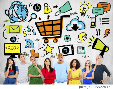 Diversity Casual People Online Marketing Imagination Idea Concep 15522047