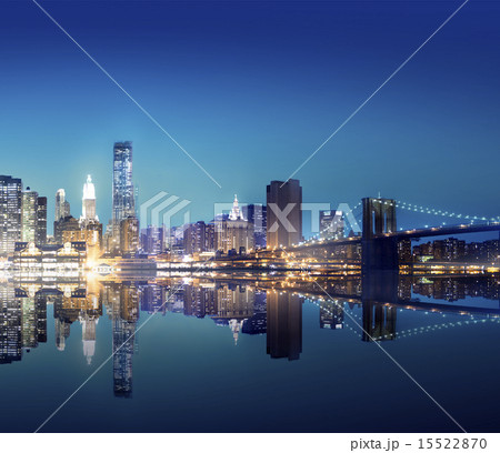 New York City Lights Scenic Bridge View Concept 15522870