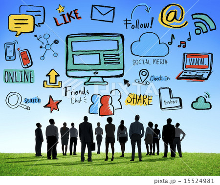 Silhouette Group Business People Discussion Social Media Concept 15524981