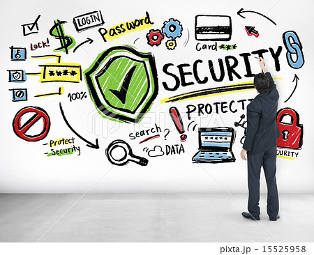 Businessman Writing Planning Security Protection Firewall Concep 15525958