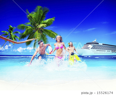 Friends Summer Beach Happiness Beach Ball Playing Concept 15526174